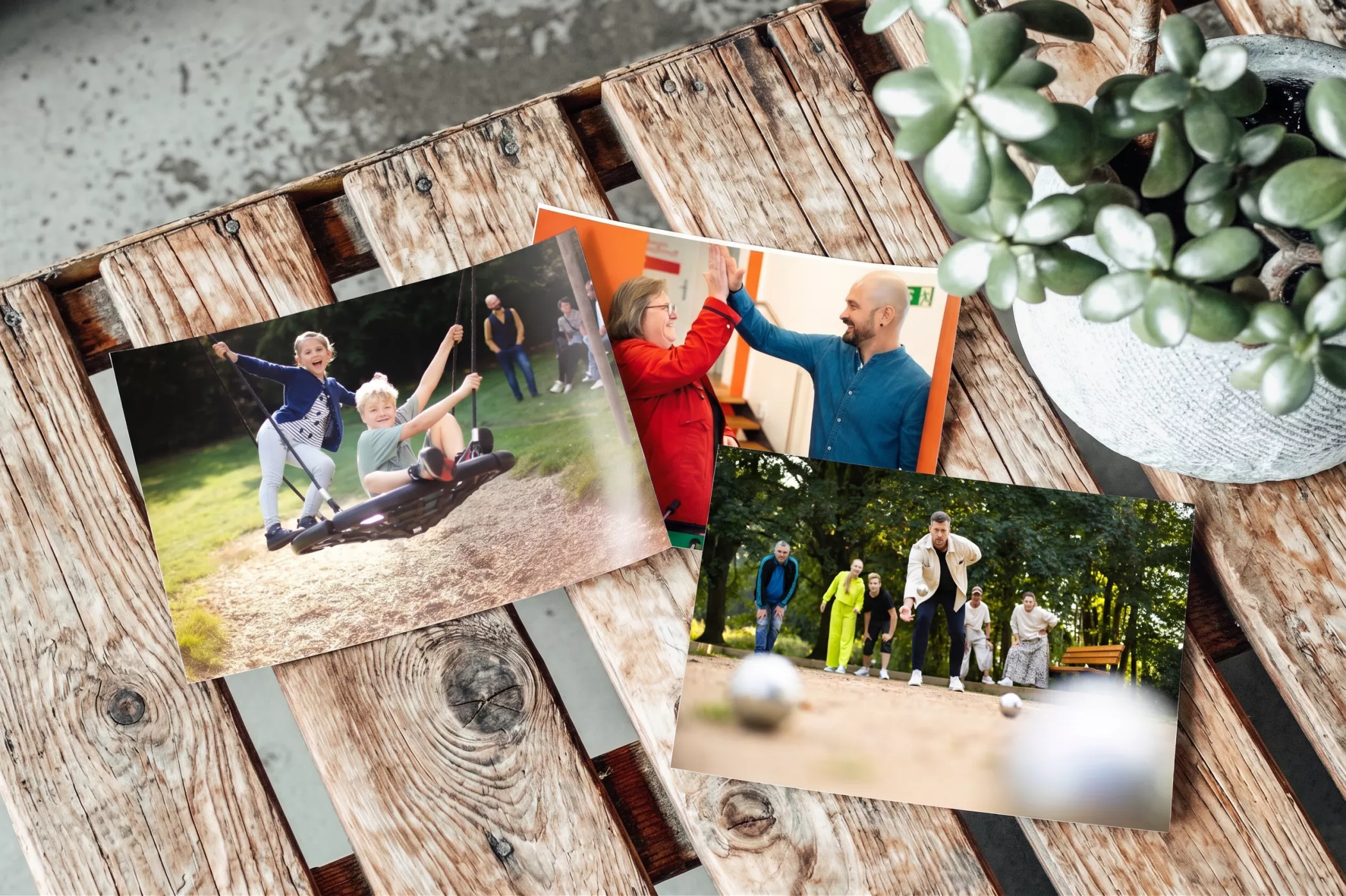 Ein Fotoshooting-Mockup für die Braunschweiger Baugenossenschaft zeigt Bilder, die BICEPS im Rahmen der Kommunikationskampagne produziert hat.