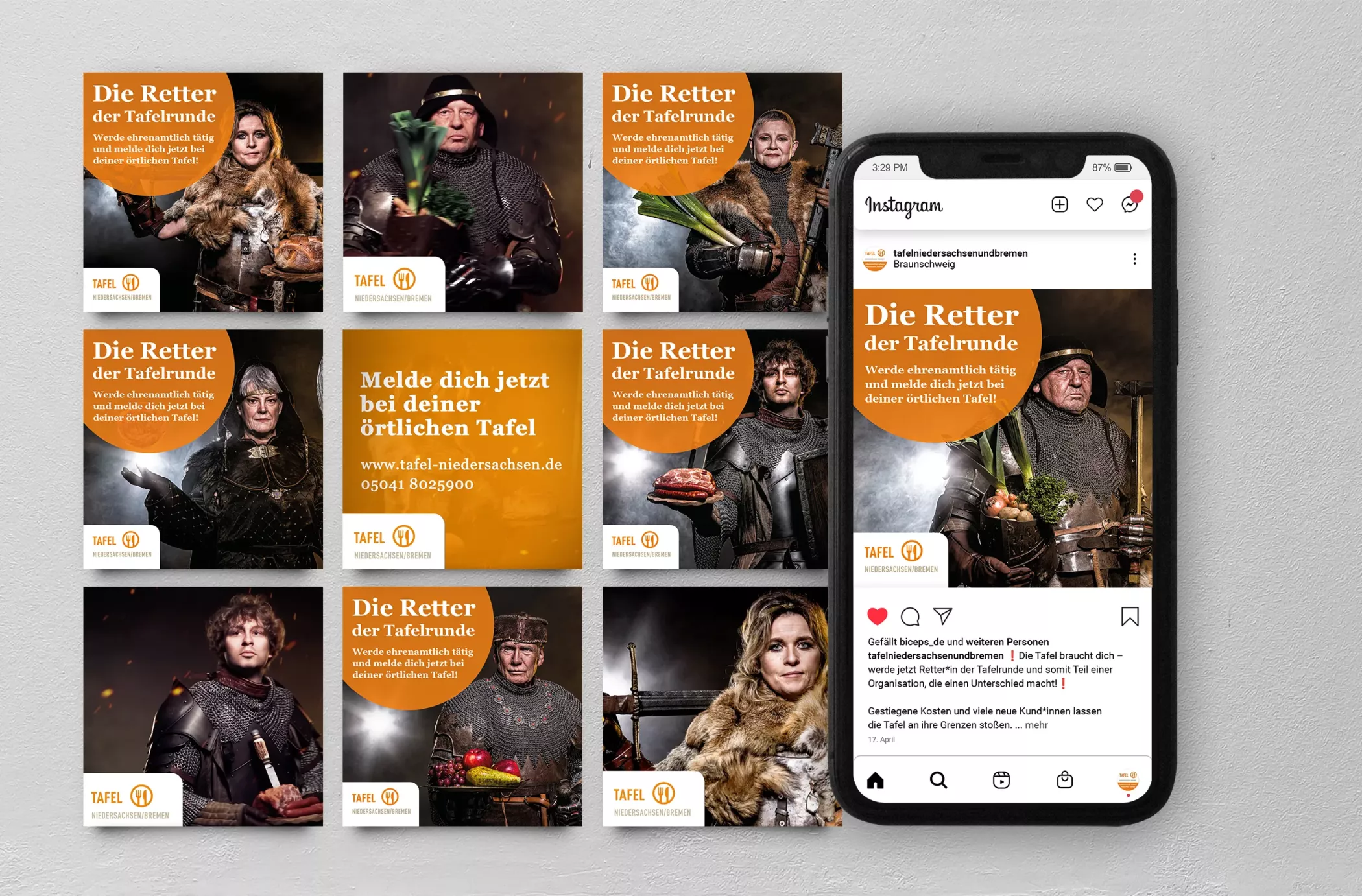 Ein Smartphone zeigt Social Media Posts der Kampagne 